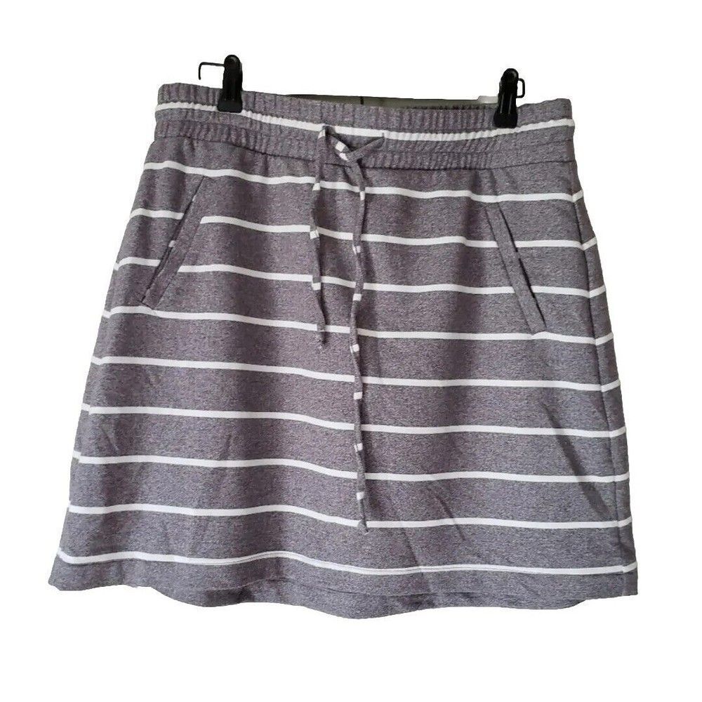 Torrid Grey White Striped Stretch A-line Fashion Mini Skirt Size 00 (M/L)